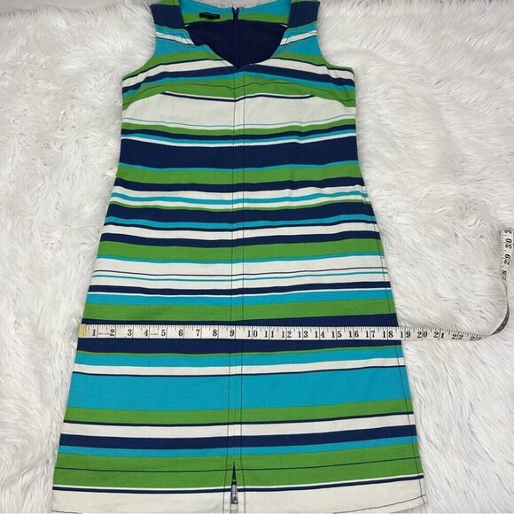 Talbots Women’s Blue Green Striped‎ Sleeveless Resortwear Sheath Dress 4P/C32 - Picture 10 of 10